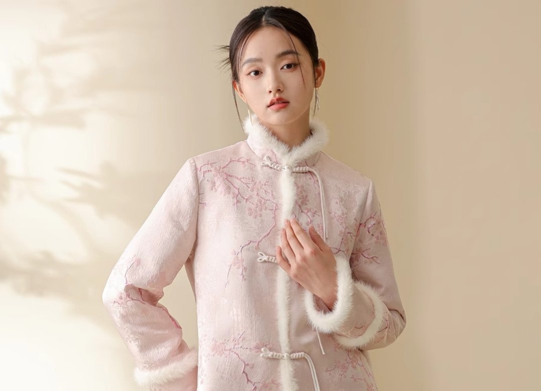 新中式 复古织金提花唐装 棉襖外套 - 女装上衣 - 其他材质 粉红色