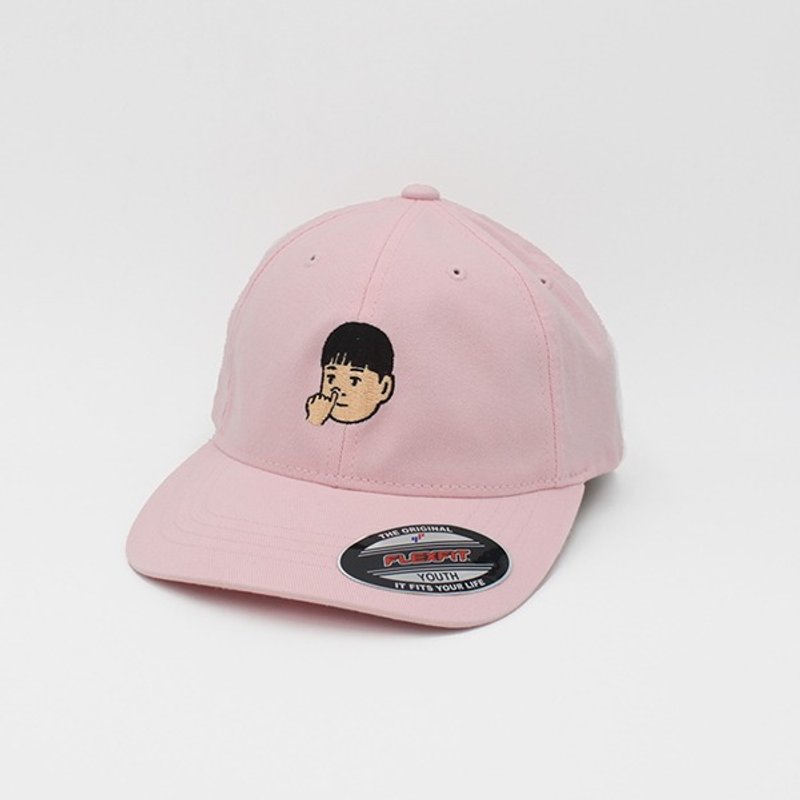 Flexfit老帽儿童款 X Plenty联名款_弟弟挖鼻孔(粉色) - 帽子 - 棉．麻 粉红色