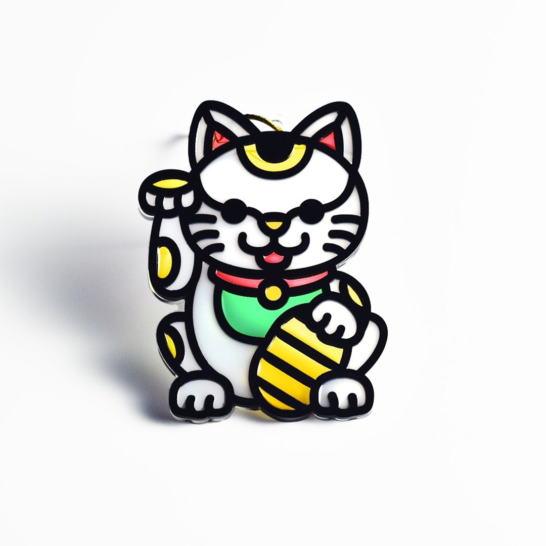 招福猫 招财猫 挂饰 / 匙扣 - 挂绳/吊绳 - 压克力 多色