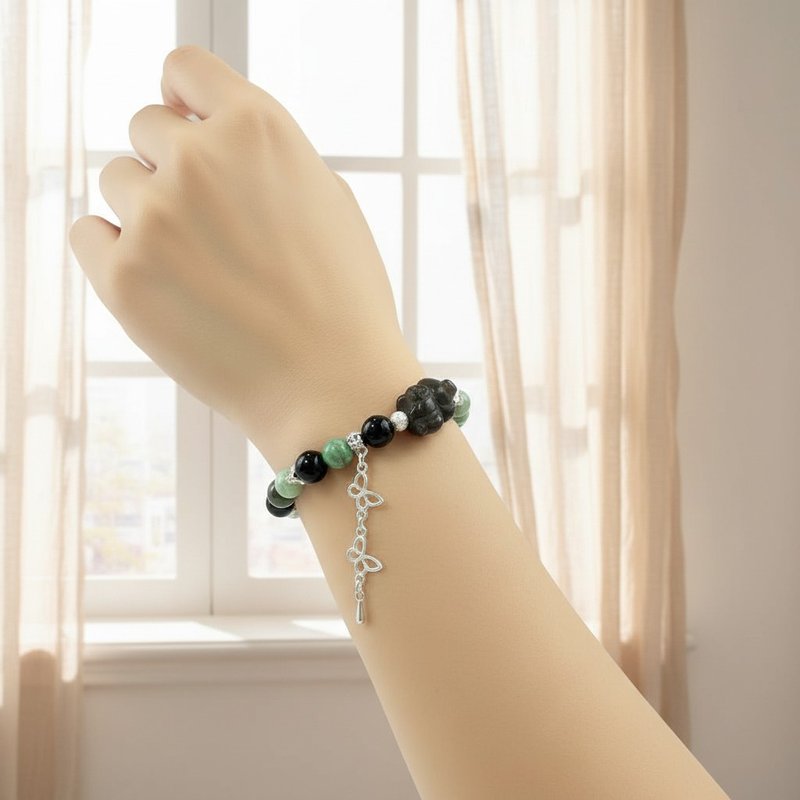 马年系列 绿动 彩曜石 绿磷铝矿 设计手链 - 手链/手环 - 水晶 绿色