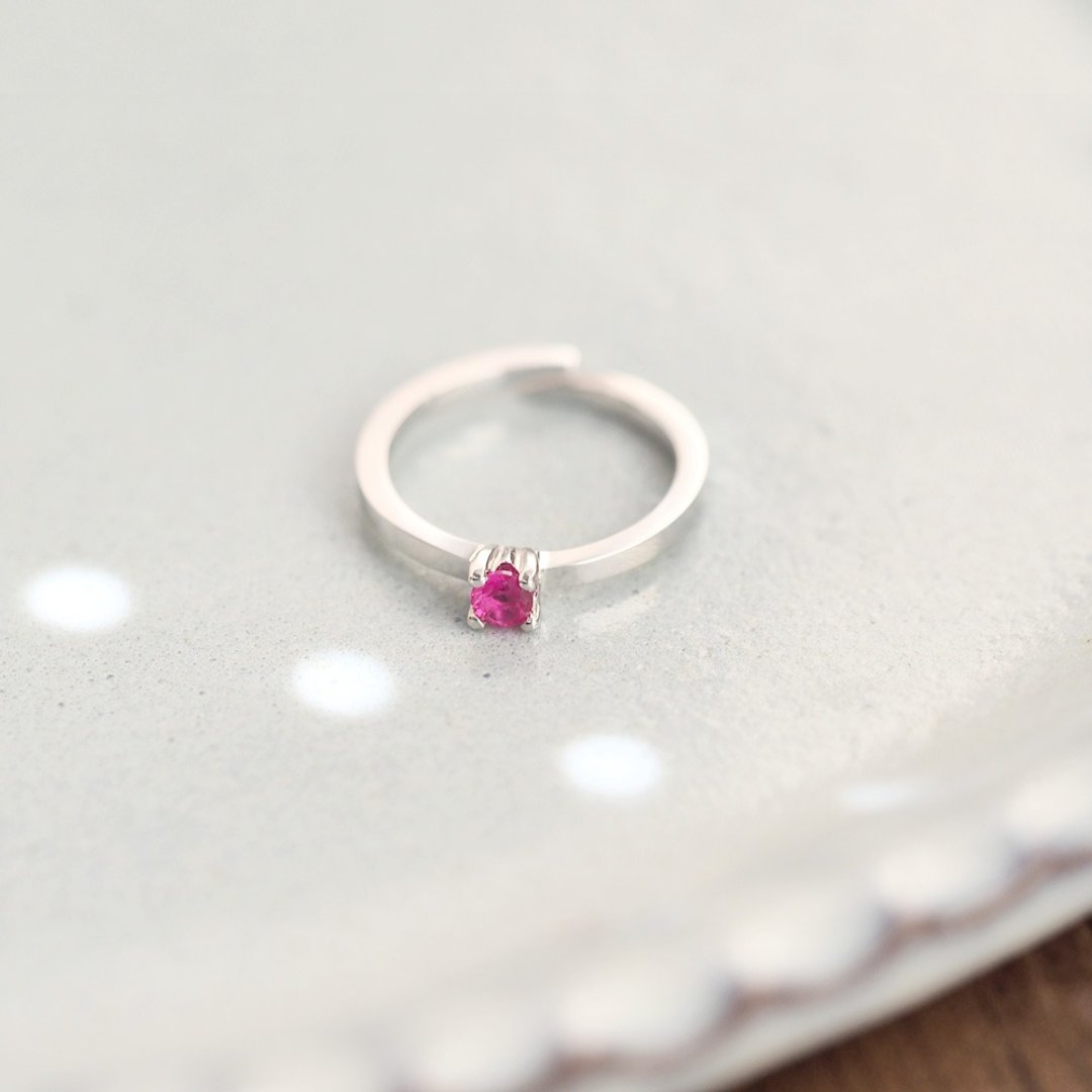 Ruby Ring Silver 925 - 戒指 - 其他金属 红色