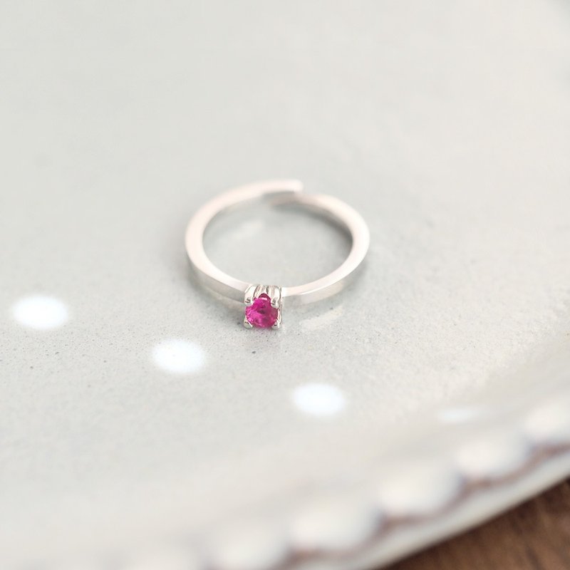 ルビー リング シルバー925 - 戒指 - 其他金属 红色