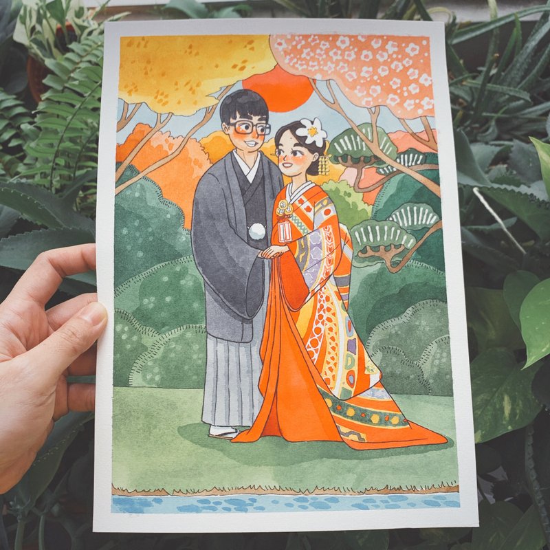 【8R多人版】订制专属妳的可爱人物插画 情侣画像 结婚送礼 - 订制画像 - 纸 