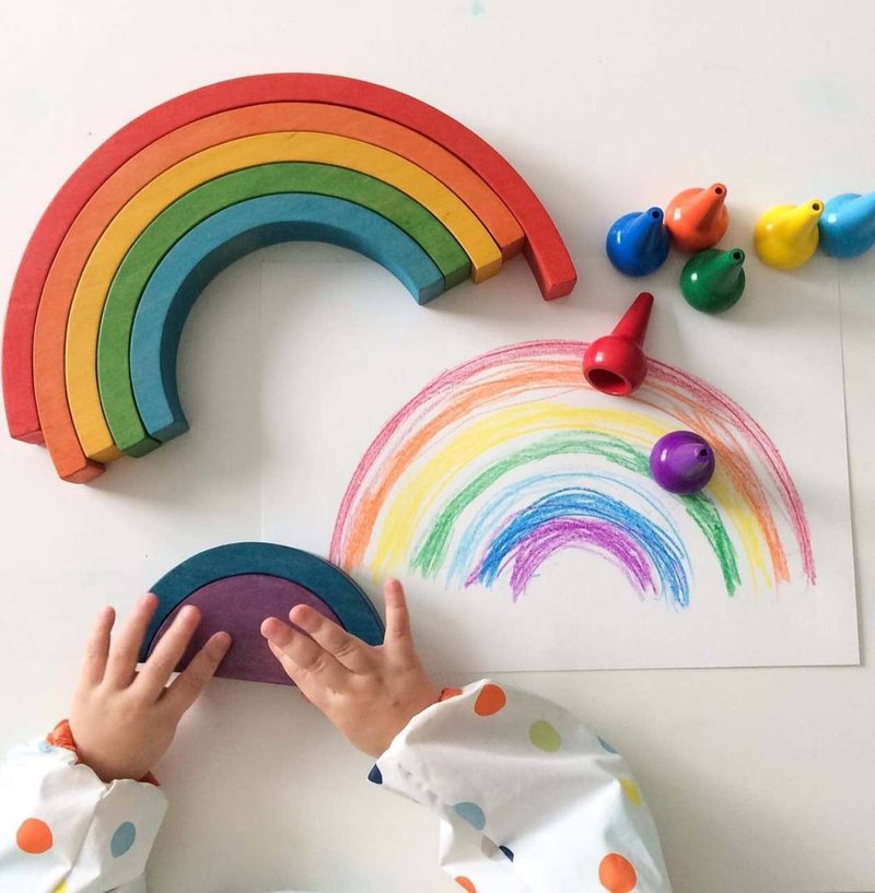 Beech wood Varicolored Rainbow Length 10In. of 8 element. Toy Puzzle for toddler - 玩具/玩偶 - 木头 