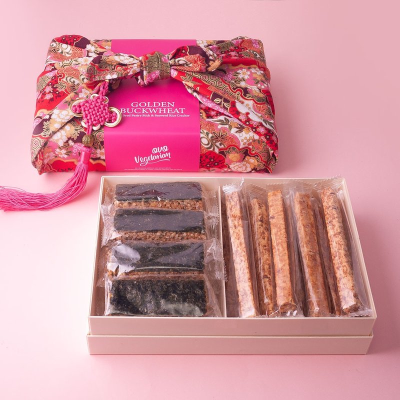 【贺年礼盒 】双喜临门 (黄金荞麦五榖棒及海苔米饼) - 零食/点心 - 新鲜食材 