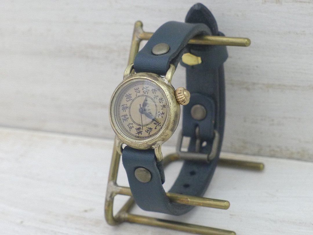 Wanokoku Rei Chinese numeral (large) index 24mm instep round case Brass handmade wristwatch (382) - 女表 - 铜/黄铜 金色