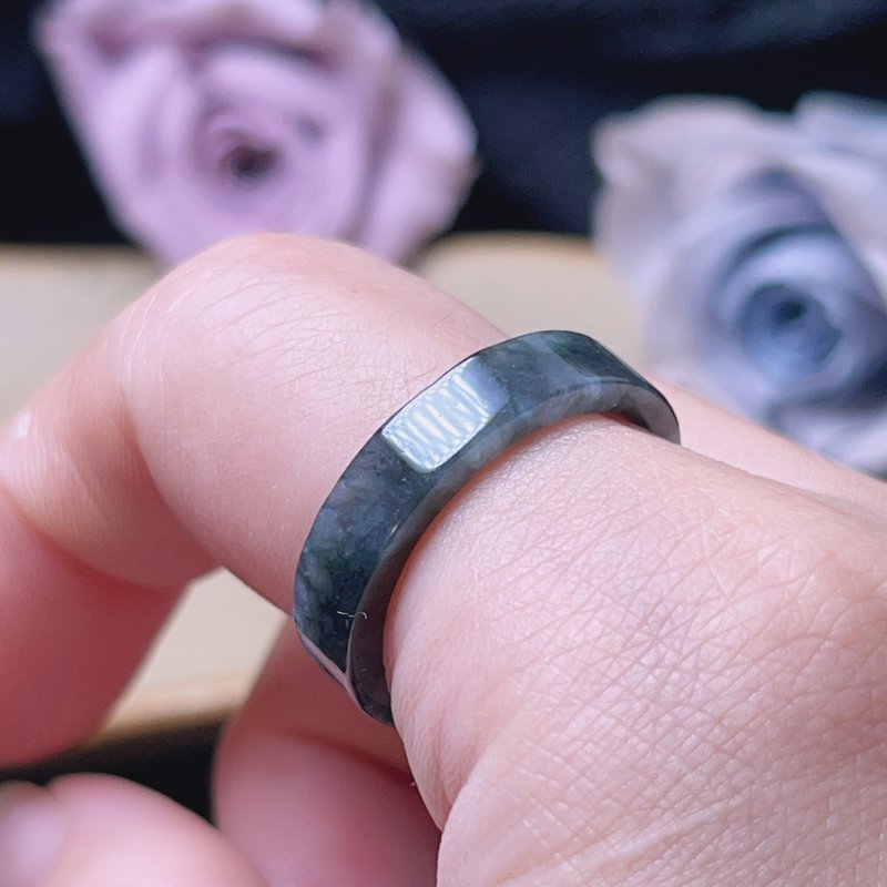 【求·缘】冰乌鸡戒指戒圈 | 国际16围 | 天然缅甸翡翠A货 | 送礼 - 戒指 - 玉石 黑色