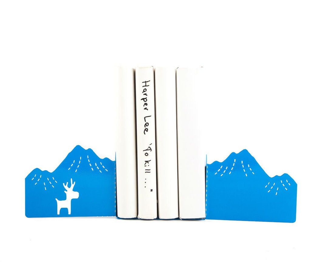 Decorative Bookends - Mountains and a Moose // housewarming gift //FREE SHIPPING - 摆饰 - 其他材质 蓝色