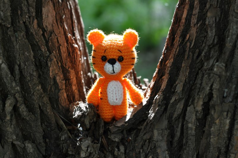 Crochet tiger, Crochet tiger Stuffed toy, tiger toy,  knitted tiger - 玩具/玩偶 - 羊毛 橘色