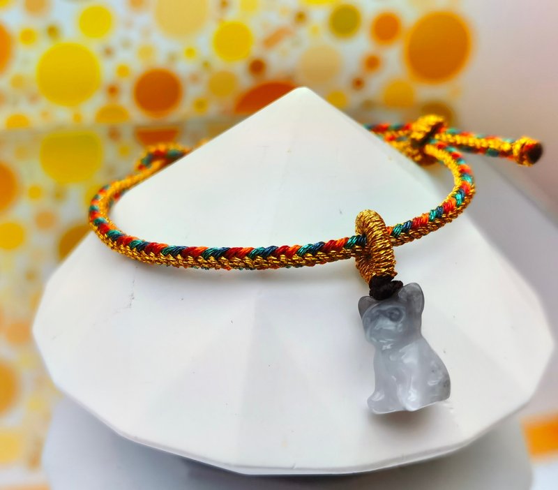 十二生肖系列 - (狗)翡翠吊坠配手编手绳 - 吊饰 - 宝石 