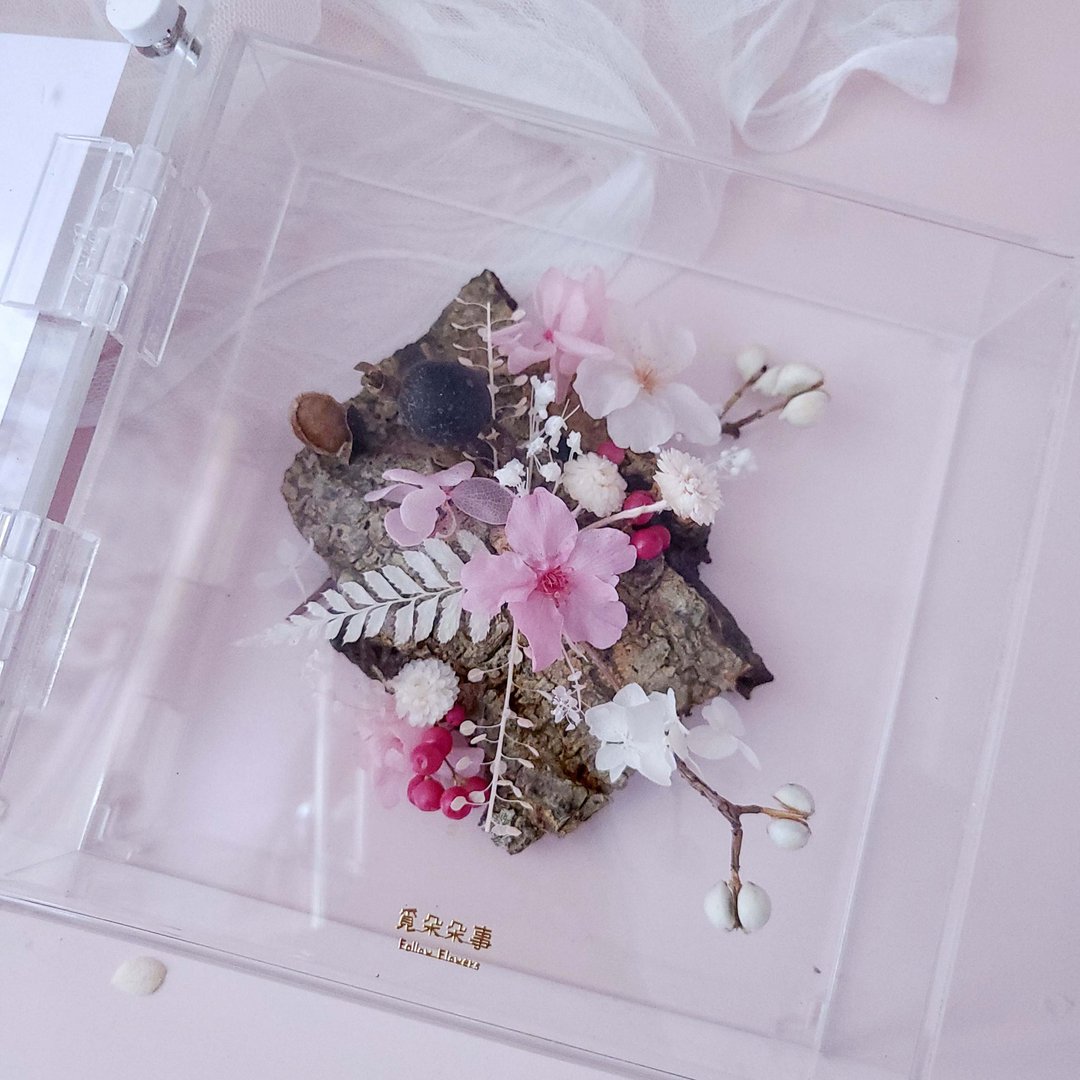 时光宝盒 | 透明仙气款花盒(独家订制) : 大花春樱粉 - 画框/相框 - 植物．花 粉红色