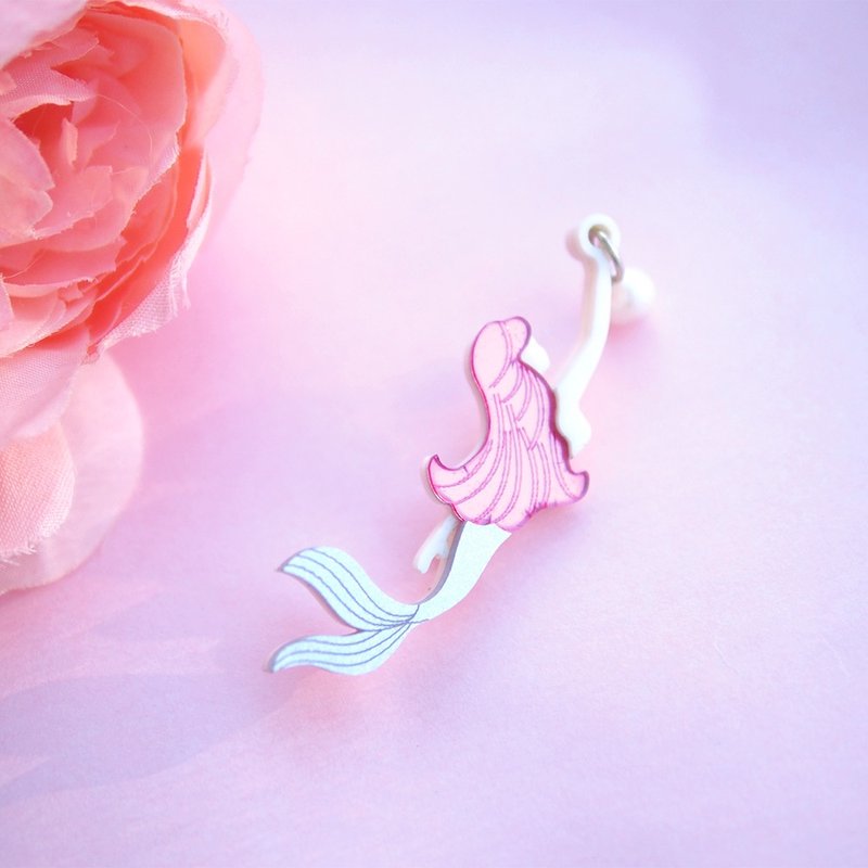 美人鱼珍珠胸针 - 胸针 - 压克力 粉红色