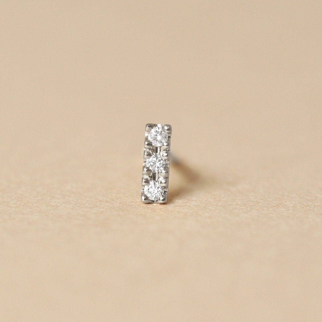【Solo Earring】 【Second Earrings】 铂金三石钻石单边耳环 - 耳环/耳夹 - 贵金属 
