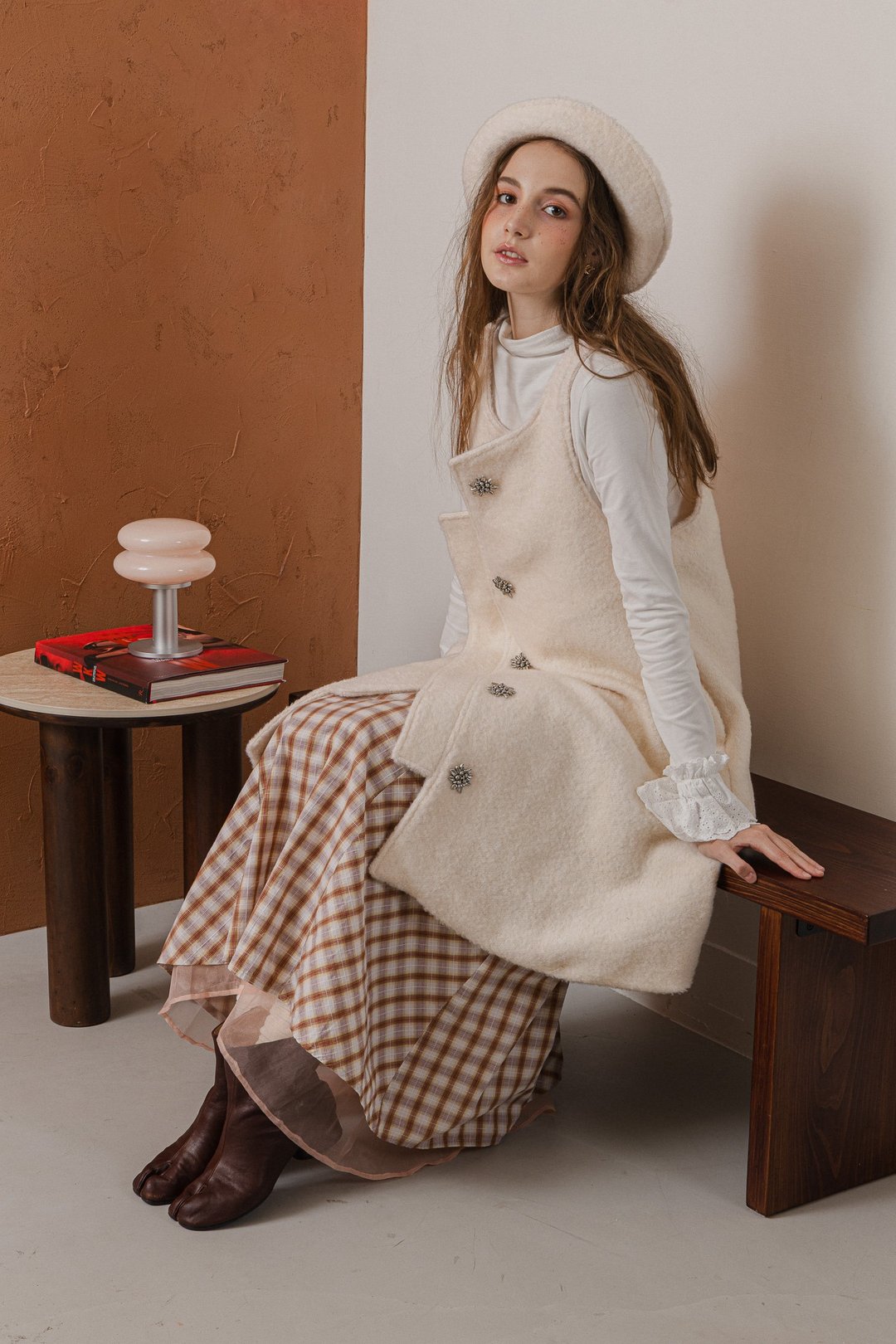 cashmere vest dress jacket 羊绒背心洋装外套 white 燕麦白 - 女装休闲/机能外套 - 羊毛 白色