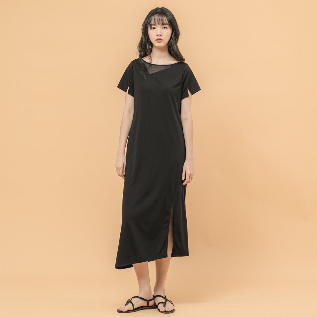 Circulation_循环不对称剪裁洋装_20SF109_黑 - 洋装/连衣裙 - 聚酯纤维 黑色
