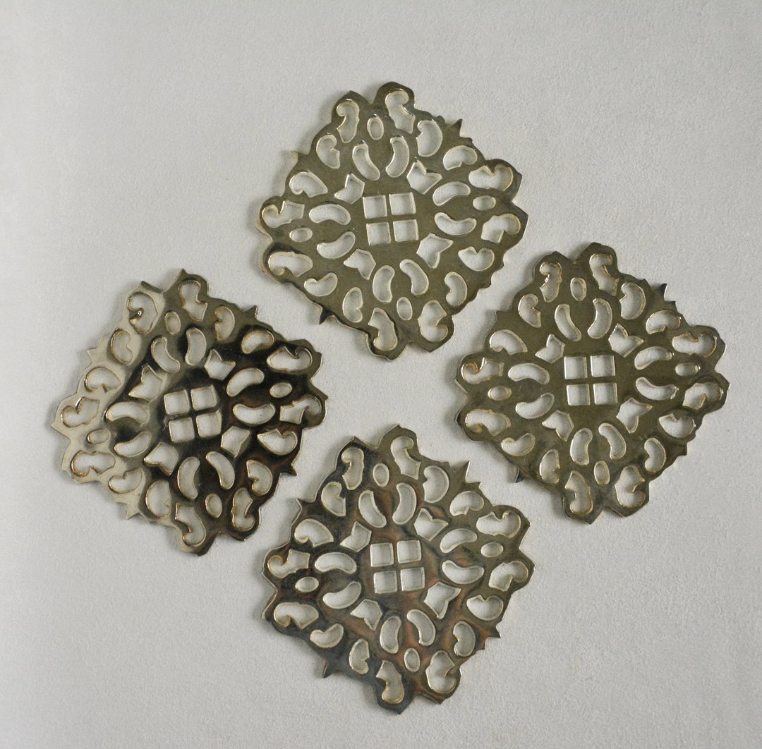 早期德国旧货 金属杯垫4件组 - 摆饰 - 其他金属 灰色