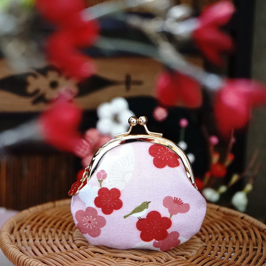 和风圆型小口金包-春日宣言/零钱包 - 零钱包 - 棉 