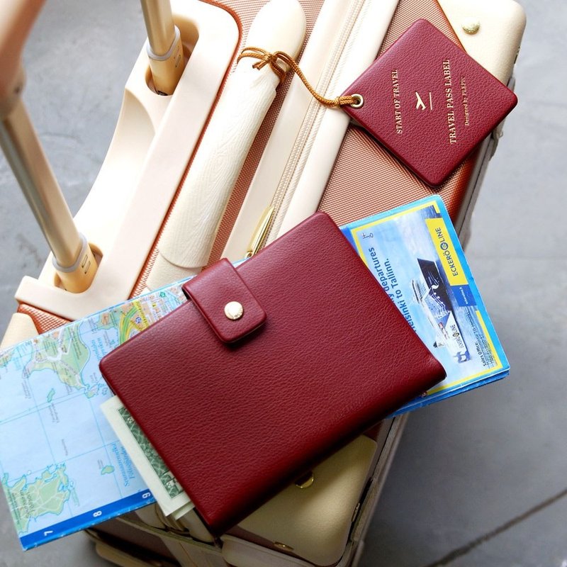 PLEPIC-旅程启航皮革护照套-博根地红,PPC93006 - 护照夹/护照套 - 人造皮革 红色