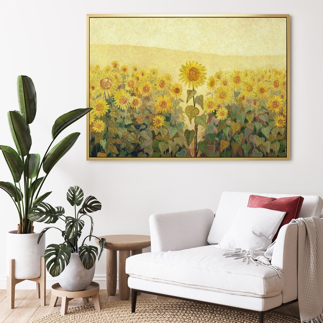 耀眼光芒向日葵 - 黄油画风向日葵挂画/植物风景/太阳花/居家布置 - 海报/装饰画/版画 - 其他材质 多色
