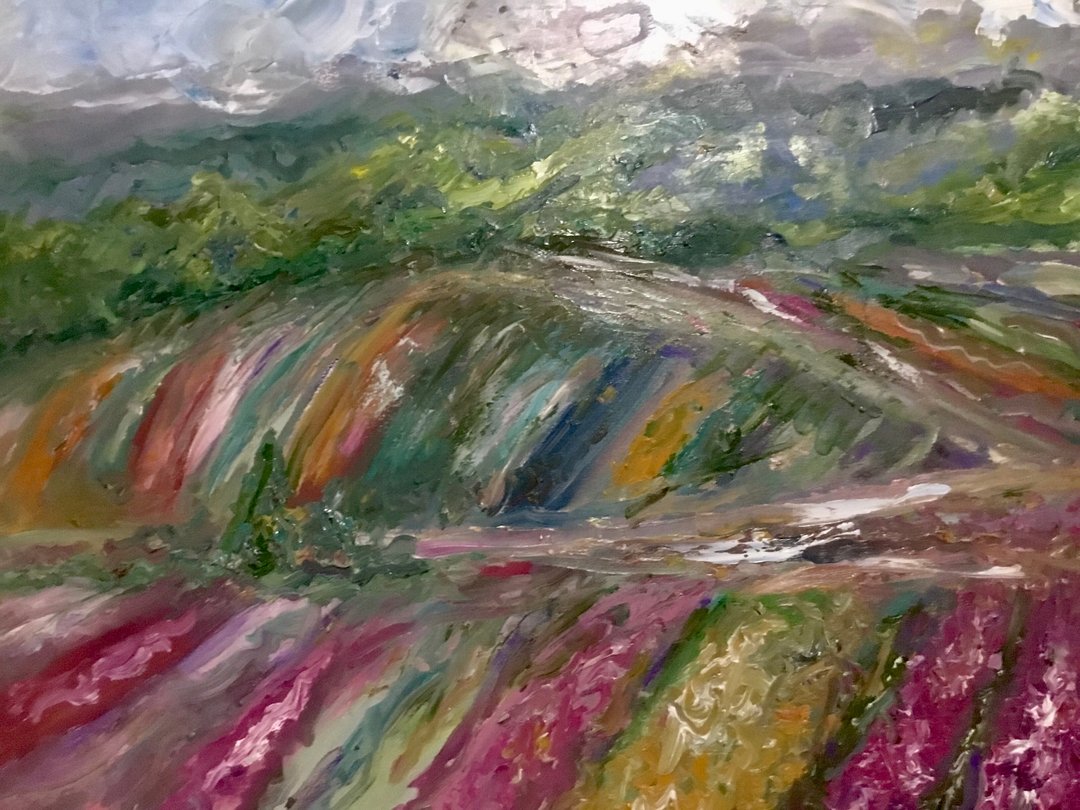 Japanese fields original oil painting on large 50-70sm canvas,home decoration - 墙贴/壁贴 - 其他材质 绿色