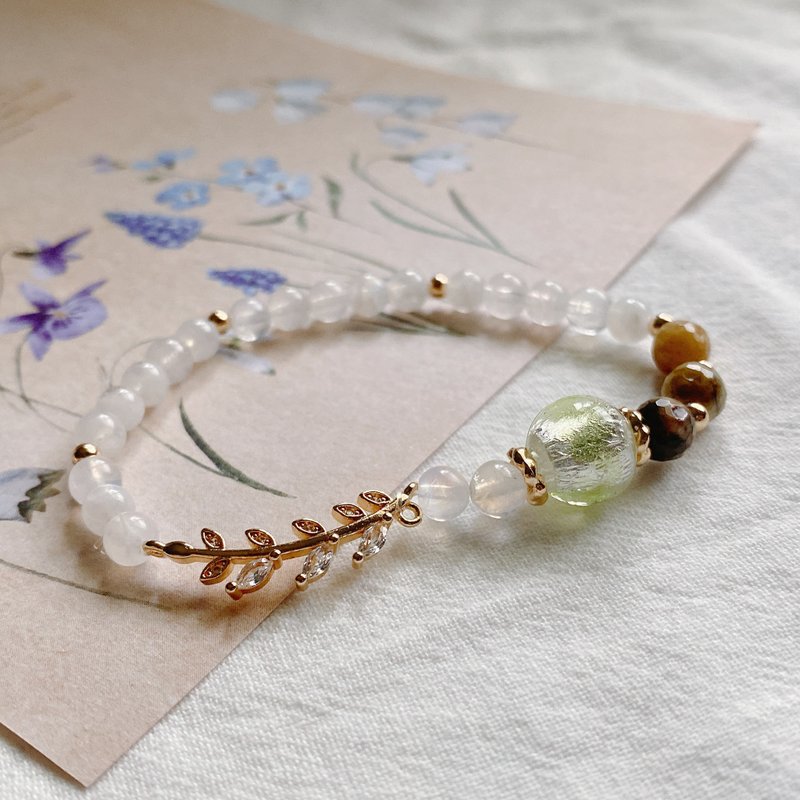 【Cinnamonmon 希娜梦梦】苔光森林 - 叶片串珠手链款 - 手链/手环 - 玻璃 