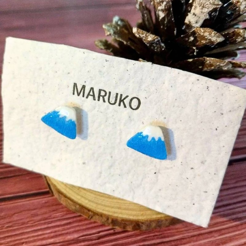 | 订制 | 富士山耳环 | 一对 | 耳针 | 耳夹 - 耳环/耳夹 - 树脂 蓝色