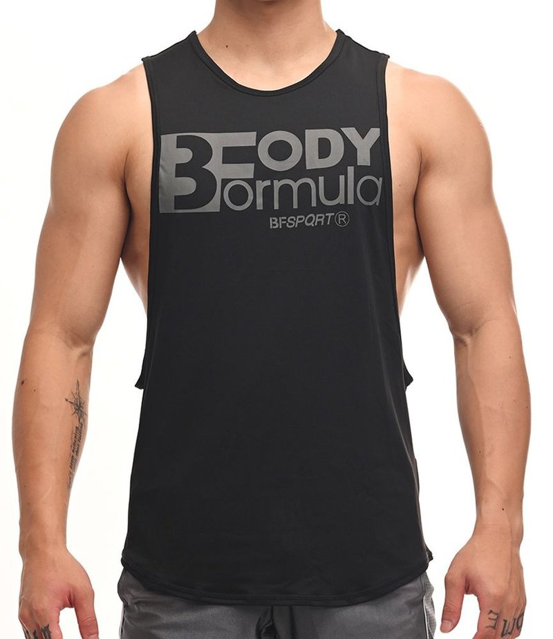 Serious Gym 下弧度 侧挖 机能运动背心 - 黑色 - 男装背心 - 聚酯纤维 黑色