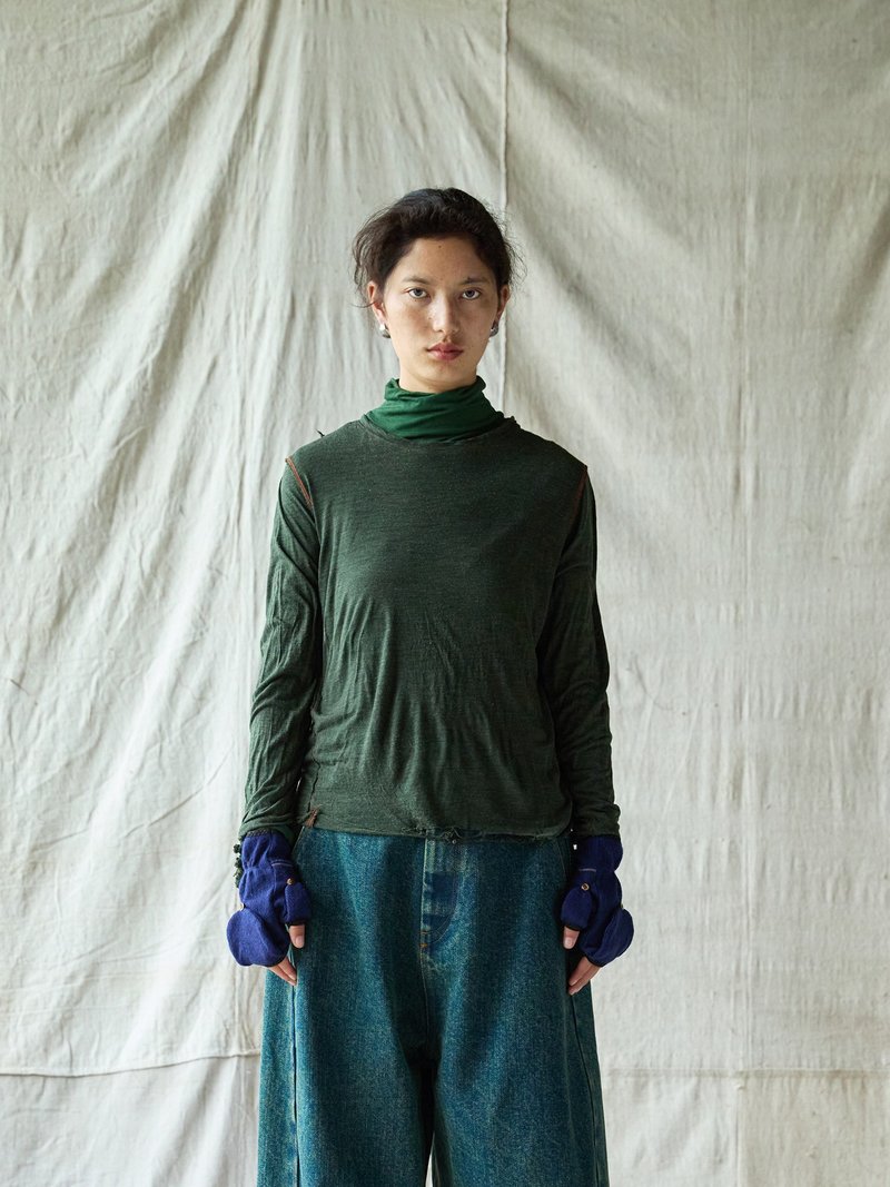 日系复古 羊毛混纺针织T恤 休闲打底衫 - 女装上衣 - 其他材质 多色