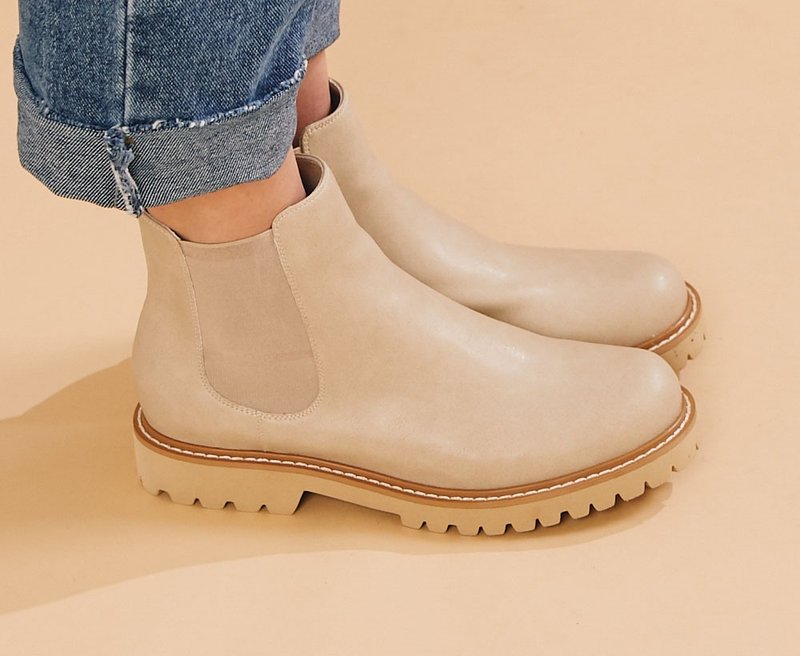 轻量切尔西短靴 友善尺码36-45_米 - 女款短靴 - 人造皮革 