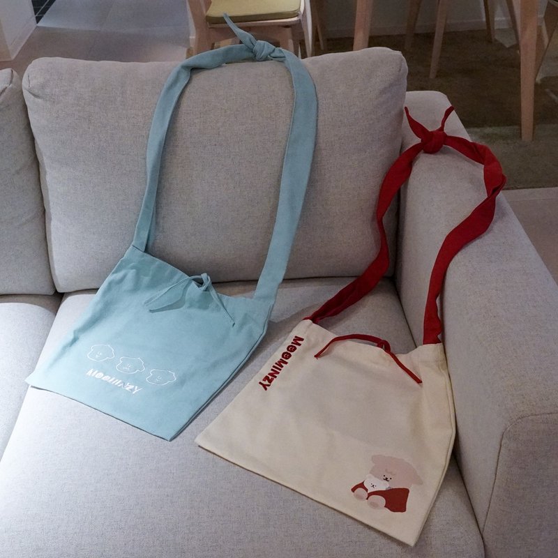 Moominzy-绑带帆布袋(暖呼呼款/刺绣表情款) - 手提包/手提袋 - 聚酯纤维 