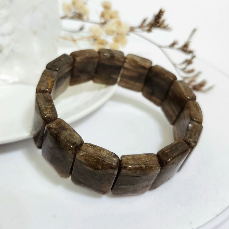 茶发晶手排/避邪挡煞/招财/防小人之水晶 - 手链/手环 - 水晶 咖啡色