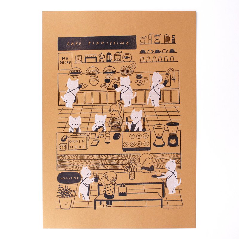 Cafe Pianissimo 凸版印刷 - 海报/装饰画/版画 - 纸 橘色