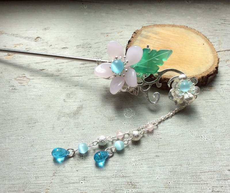 喵手作~云纹双面发簪(粉/银) - 发饰 - 其他材质 