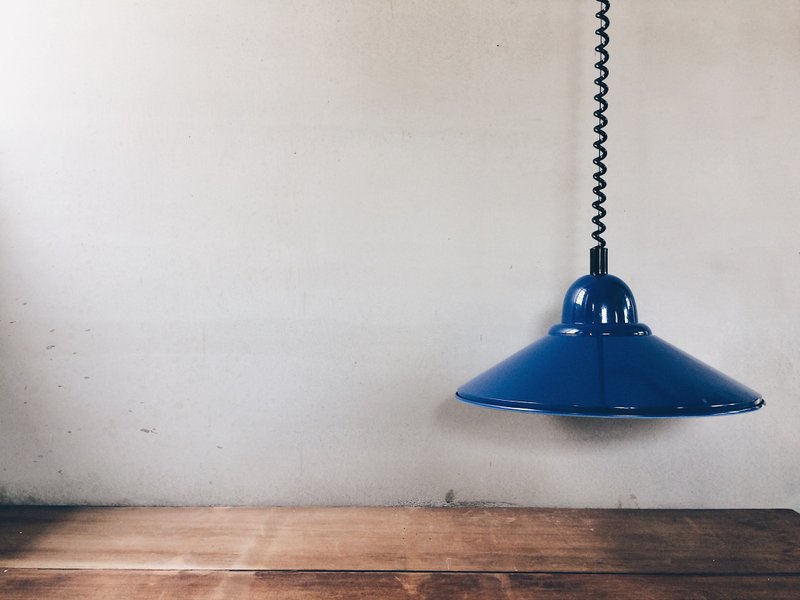 (蓝幽浮)1970~1980s 外销欧美 幽浮伸缩吊灯 - 灯具/灯饰 - 其他金属 蓝色