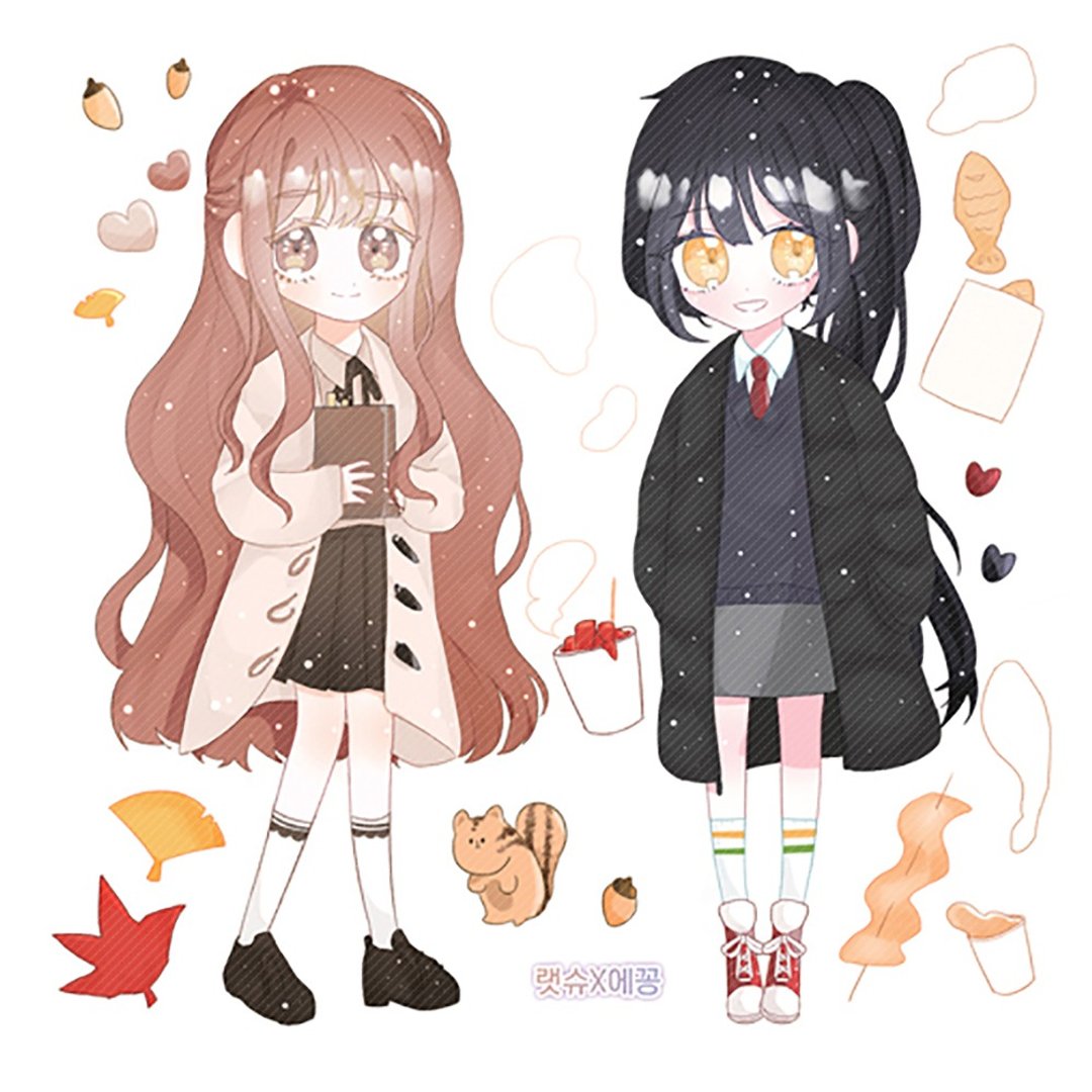二学期女孩贴纸 (eggong) 人物贴纸 女孩贴纸 - 贴纸 - 纸 多色