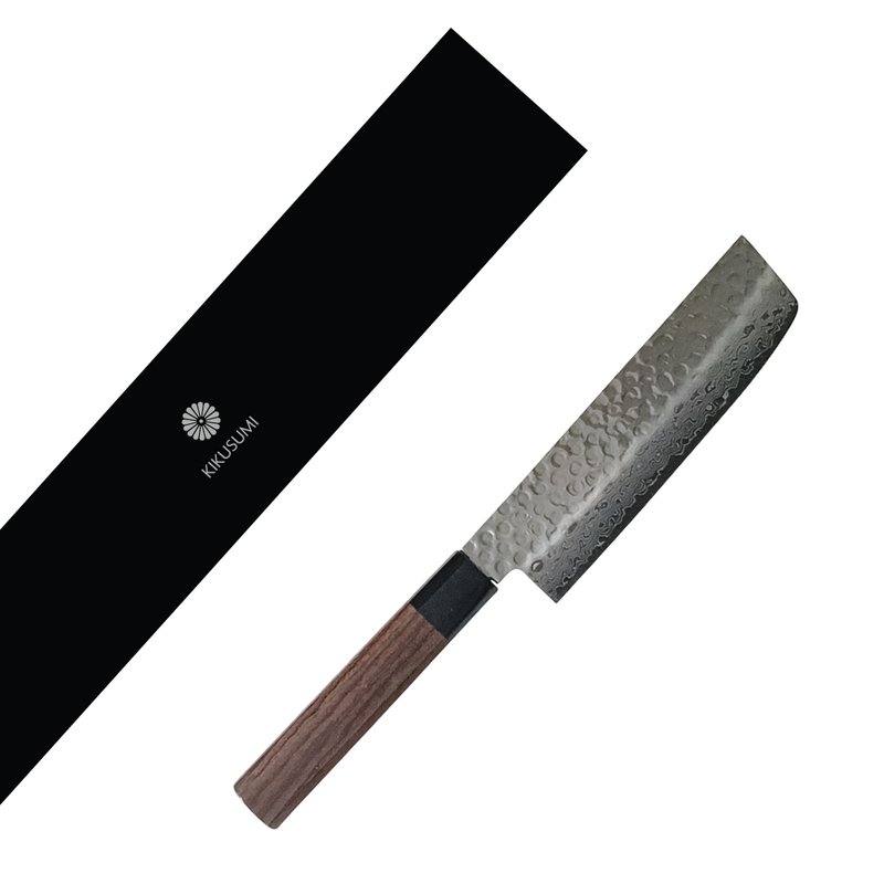 Kikusumi KATURA Nakiri Damascus蔬菜刀 日本 VG10钢 高级紫檀 - 菜刀/刀架 - 不锈钢 银色