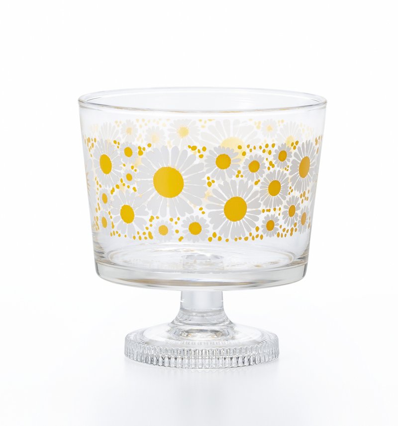 1963 Desert Cup Glass Retro [Adelia Retro Legged Dessert Deep] Goblet Legged Showa Retro Tableware Miscellaneous Flower lover Print Retro Pop - 玻璃杯 - 玻璃 黄色
