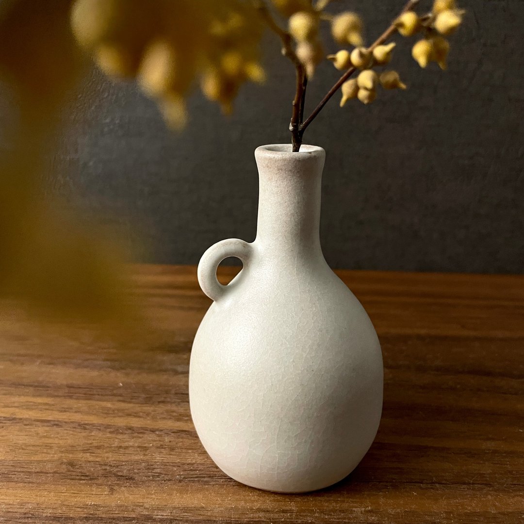 【 小丸花器 】   冷白冰裂纹釉色  雅致  小花瓶  花器 - 花瓶/陶器 - 陶 