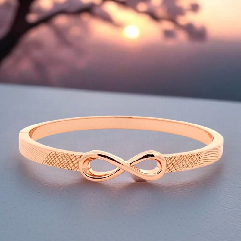 【Wind To Win 风转丰】无限信念祝福手镯 | 精致雕刻设计 - 手链/手环 - 铜/黄铜 粉红色