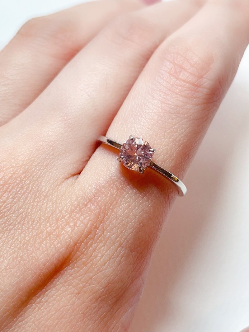 S925纯银粉色摩根石戒指 - 戒指 - 宝石 粉红色