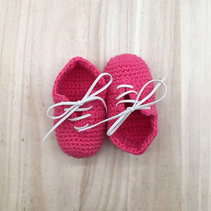 Slip-On Baby Booties, Crochet Shoes, Socks, Sneaker, Boots, Footwear for Kids - 婴儿鞋 - 棉．麻 红色
