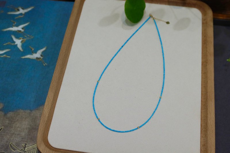 1mm天然喇叭山料绿松石 18k金配件设计项链多圈手链手串s - 手链/手环 - 宝石 蓝色