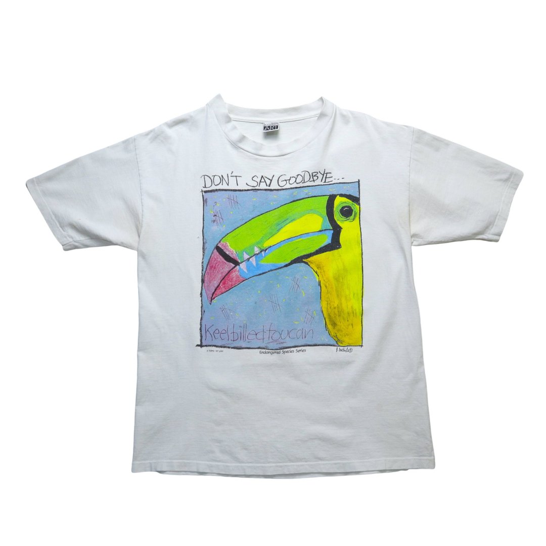 90s 美国制 Dont Say goodbye 巨嘴鸟图腾Tee 古着T-Shirt - 男装上衣/T 恤 - 其他材质 白色