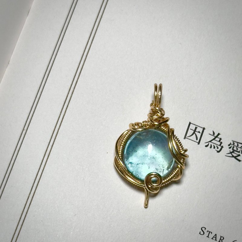 【曦浪】 金属编织 海蓝宝项链 - 项链 - 水晶 