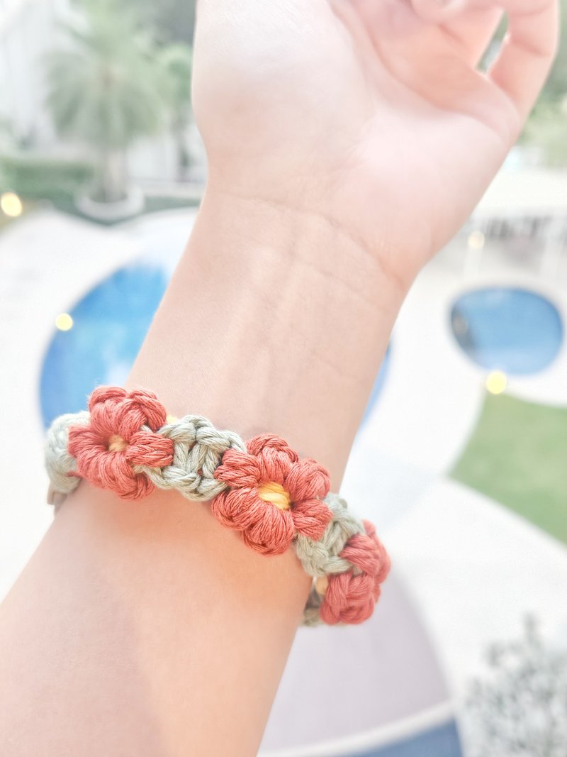 手工猫项圈，花痴图案，橙-浅绿色。 - 项圈/牵绳 - 其他材质 多色