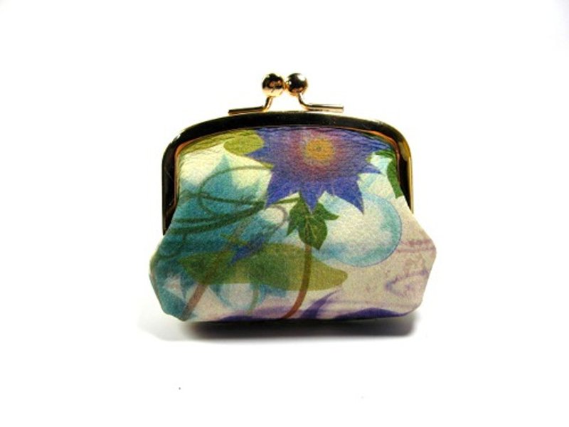 Water Lotus Flower Coin Purse - 零钱包 - 真皮 绿色