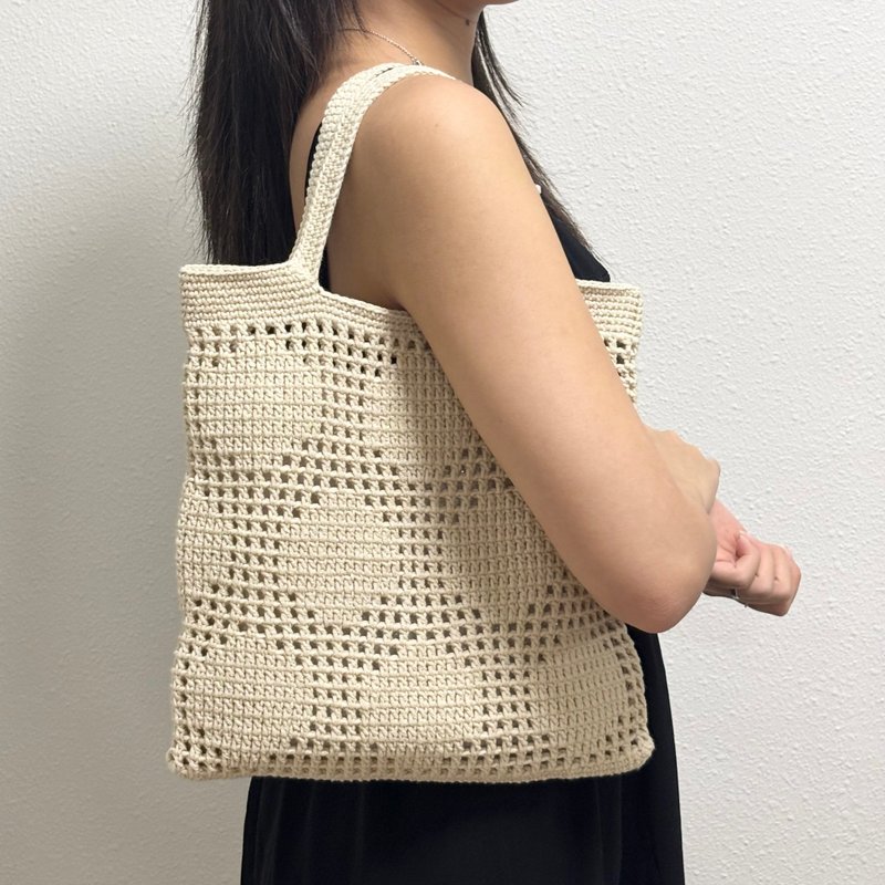 钩针编织包 - 侧背包/斜挎包 - 棉．麻 白色