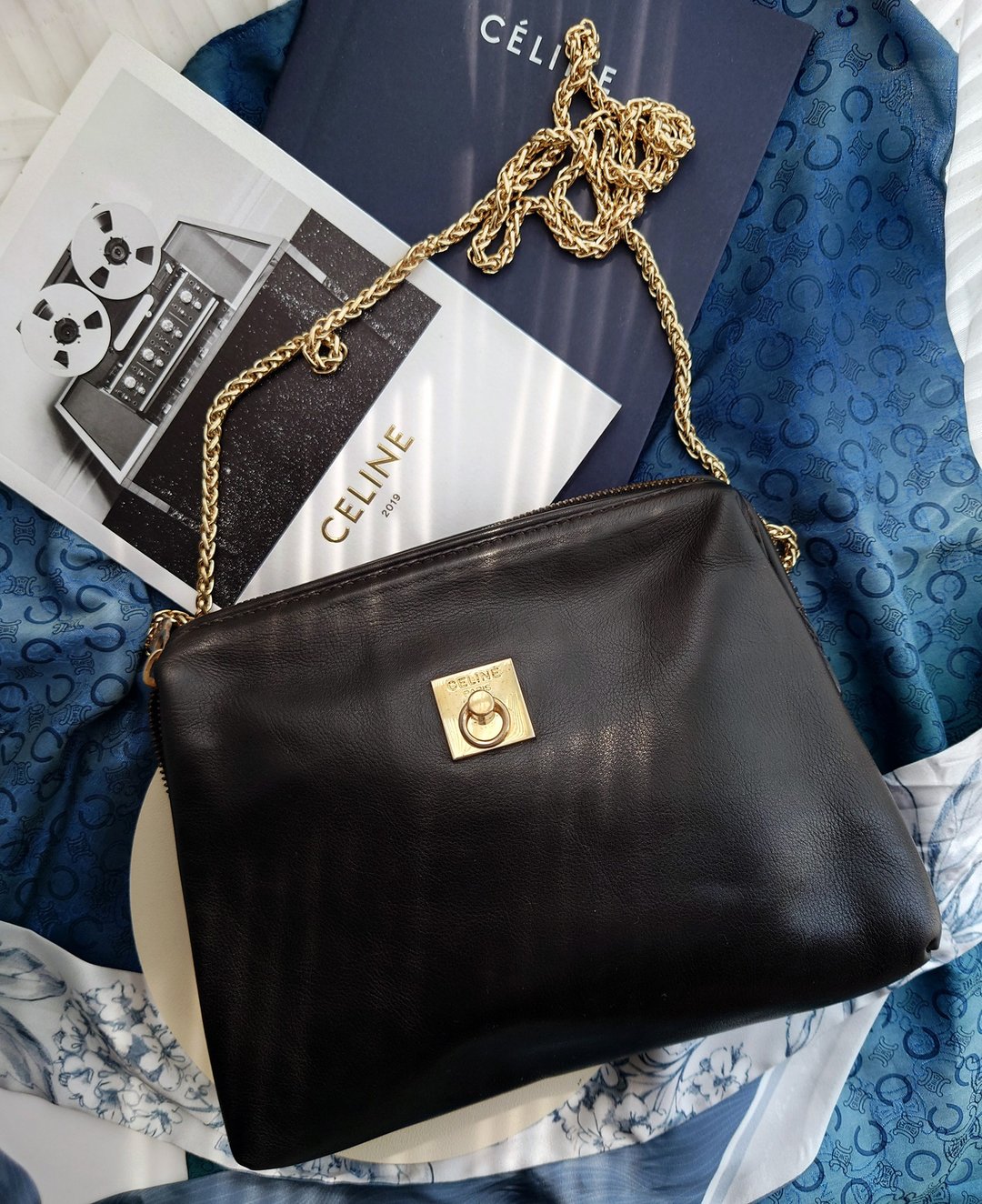 中古包 CELINE 黑金链条包化妆包云朵包斜背包斜挎包手拿包单肩包 - 侧背包/斜挎包 - 真皮 黑色
