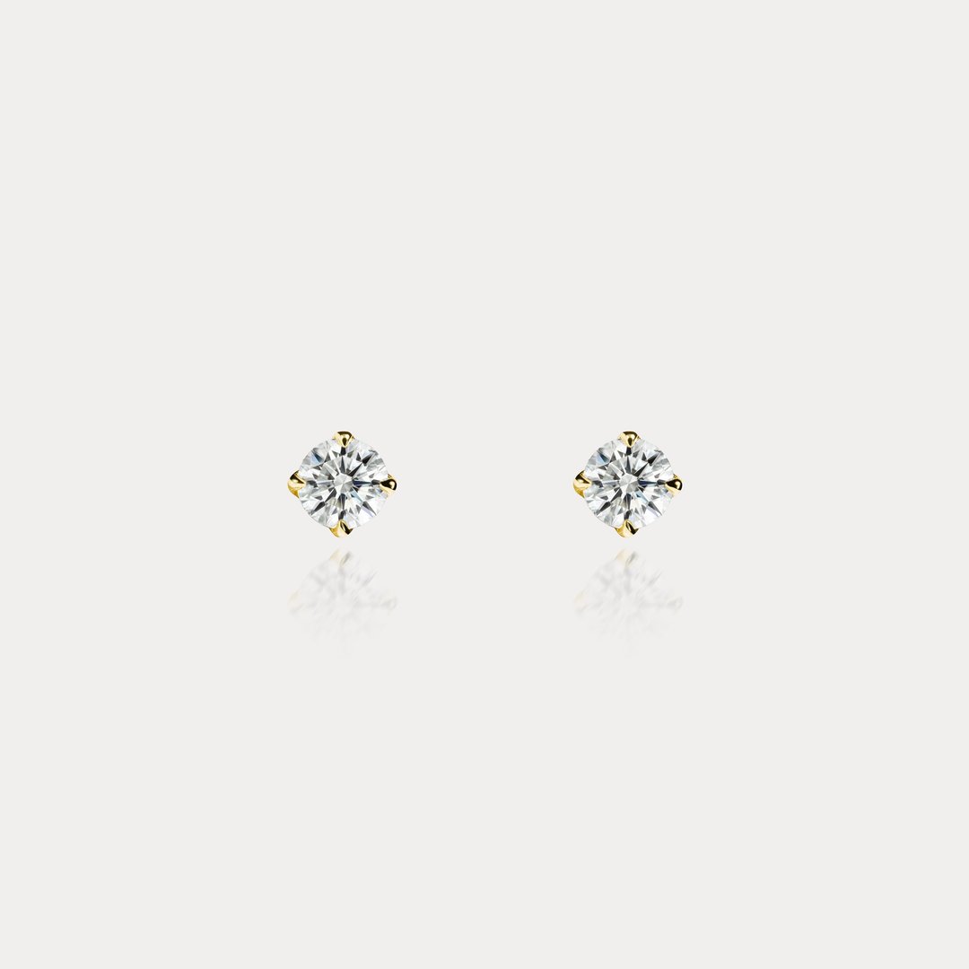 Crown | 0.10ct 皇冠经典四爪镶 八心八箭 贴耳钻石18K耳环 - 耳环/耳夹 - 宝石 白色
