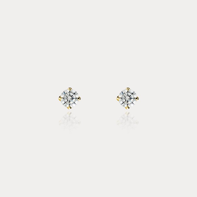 Crown | 0.10ct 皇冠经典四爪镶 八心八箭 贴耳钻石18K耳环 - 耳环/耳夹 - 宝石 白色